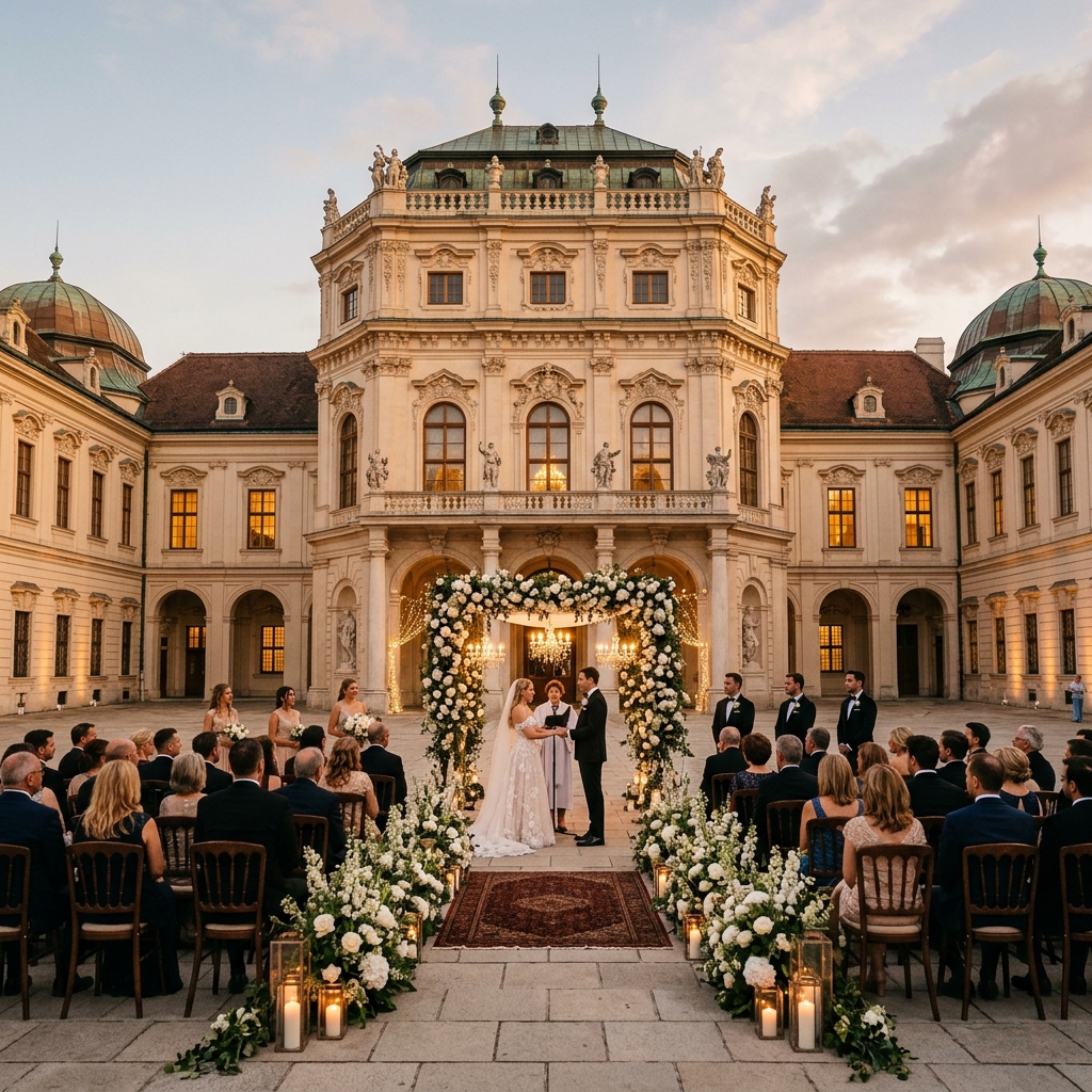 A grand historic palace or registry office in Vienna.
